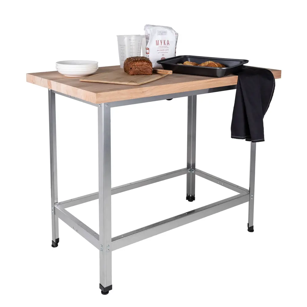 Фото Кондитерский стол Veranda с обвязкой 100x60x85см дерево и нержавеющая сталь Фото Кондитерский стол Veranda с обвязкой 100x60x85см дерево и нержавеющая сталь