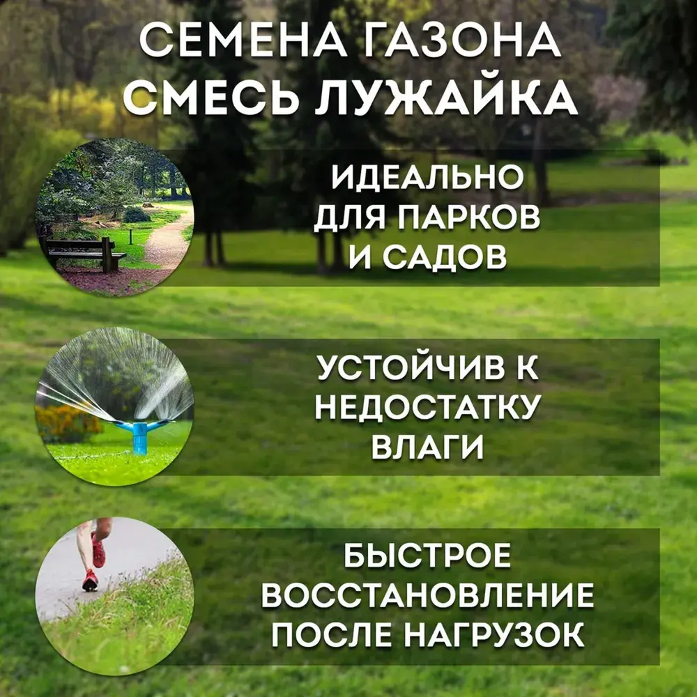 Фото 4 Газон универсальный Зеленый Уголок Лужайка 10 кг Фото 4 Газон универсальный Зеленый Уголок Лужайка 10 кг