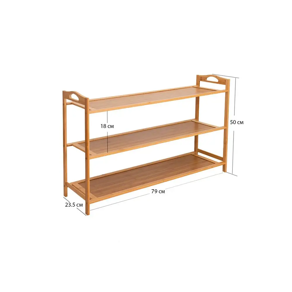 Фото 2 Подставка для обуви Peerless 79x50x24 см 3 полки бамбук цвет белое дерево