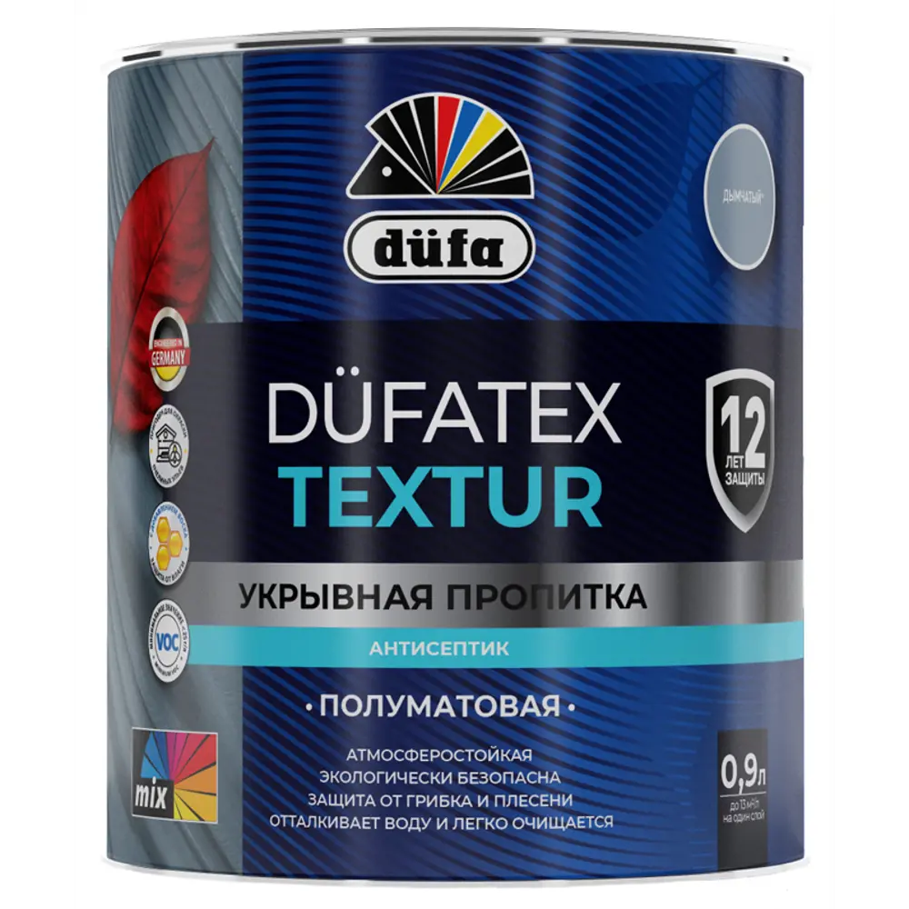 Фото Пропитка защитно-декоративная Dufa Textur полуматовая дымчатая 0.9 л