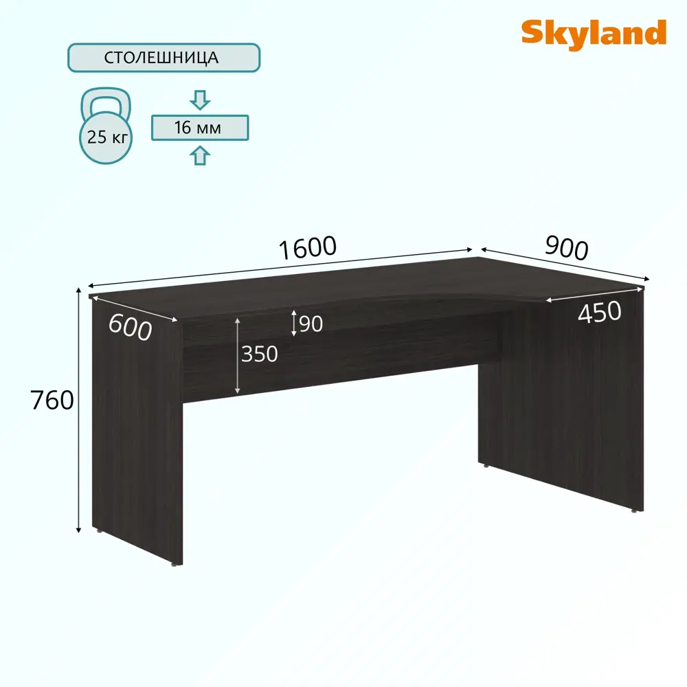 Фото 2 Стол Skyland SET160-1(R) 160x76x90 см ЛДСП цвет черный Фото 2 Стол Skyland SET160-1(R) 160x76x90 см ЛДСП цвет черный