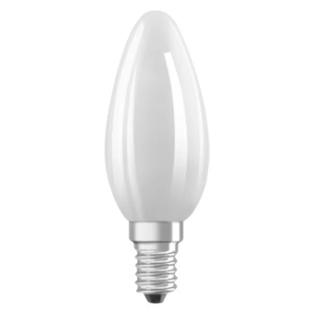Фото Лампа светодиодная филаментная Osram E14 220 В 5 Вт свеча матовая 470 лм, тёплый белый свет, для диммера Фото Лампа светодиодная филаментная Osram E14 220 В 5 Вт свеча матовая 470 лм, тёплый белый свет, для диммера