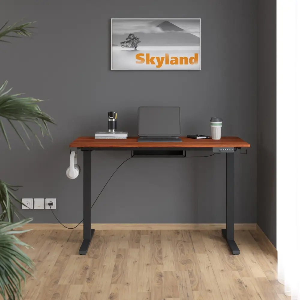 Фото 3 Компьютерный стол c электроприводом для регулировки высоты Skyland 120x75x60см ЛДСП цвет черный/дуб темный Фото 3 Компьютерный стол c электроприводом для регулировки высоты Skyland 120x75x60см ЛДСП цвет черный/дуб темный