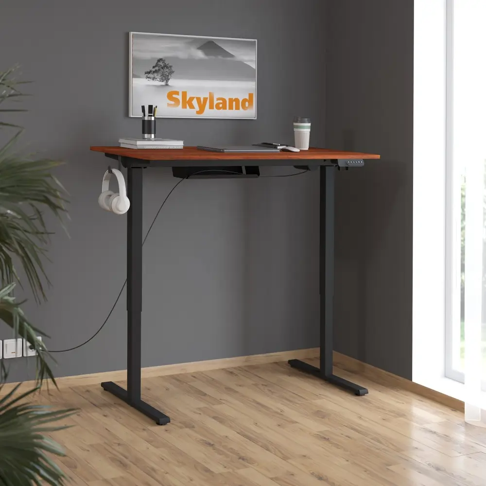 Фото 4 Компьютерный стол c электроприводом для регулировки высоты Skyland 120x75x60см ЛДСП цвет черный/дуб темный Фото 4 Компьютерный стол c электроприводом для регулировки высоты Skyland 120x75x60см ЛДСП цвет черный/дуб темный