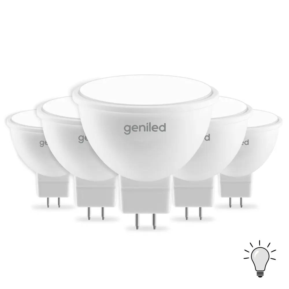 Фото Набор ламп светодиодных Geniled 01383_4000_5 GU10 220-240 В 6 Вт спот отражающее стекло 480 Лм 5 шт Фото Набор ламп светодиодных Geniled 01383_4000_5 GU10 220-240 В 6 Вт спот отражающее стекло 480 Лм 5 шт
