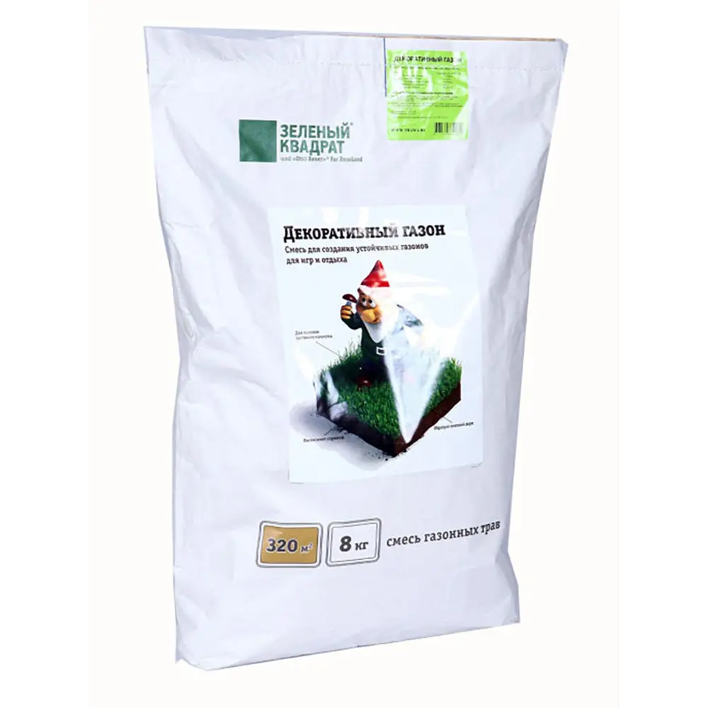 Фото Семена газона декоративный Зеленый квадрат 4607160331485 8 кг Фото Семена газона декоративный Зеленый квадрат 4607160331485 8 кг