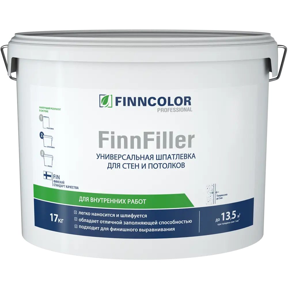 Фото Шпаклевка акриловая финишная Finncolor Finnfiller 10 л Фото Шпаклевка акриловая финишная Finncolor Finnfiller 10 л