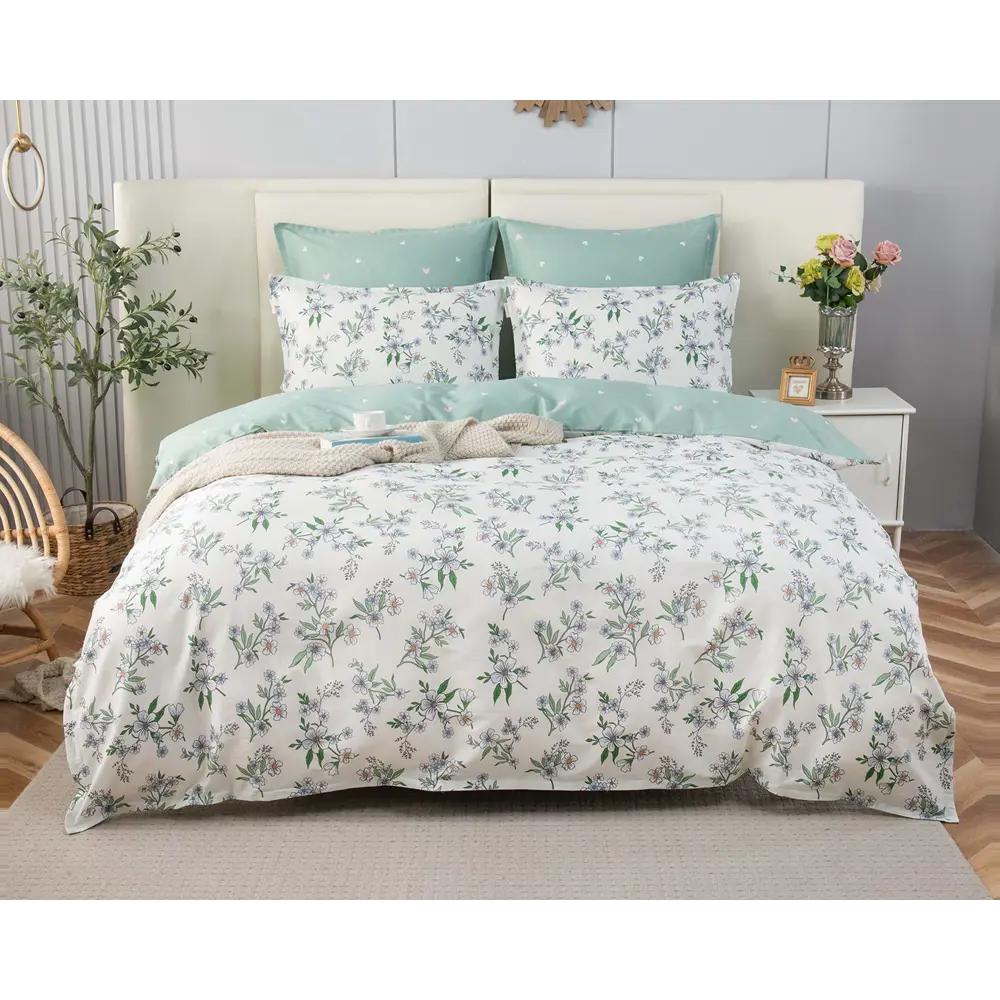 Фото Комплект постельного белья Sofi de marko Айви 2-спальный сатин зеленый Фото Комплект постельного белья Sofi de marko Айви 2-спальный сатин зеленый