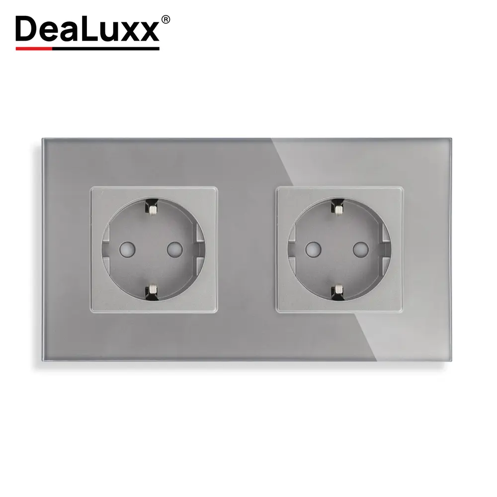 Фото Розетка двойная встраиваемая Dealuxx R30213 с заземлением цвет серый Фото Розетка двойная встраиваемая Dealuxx R30213 с заземлением цвет серый