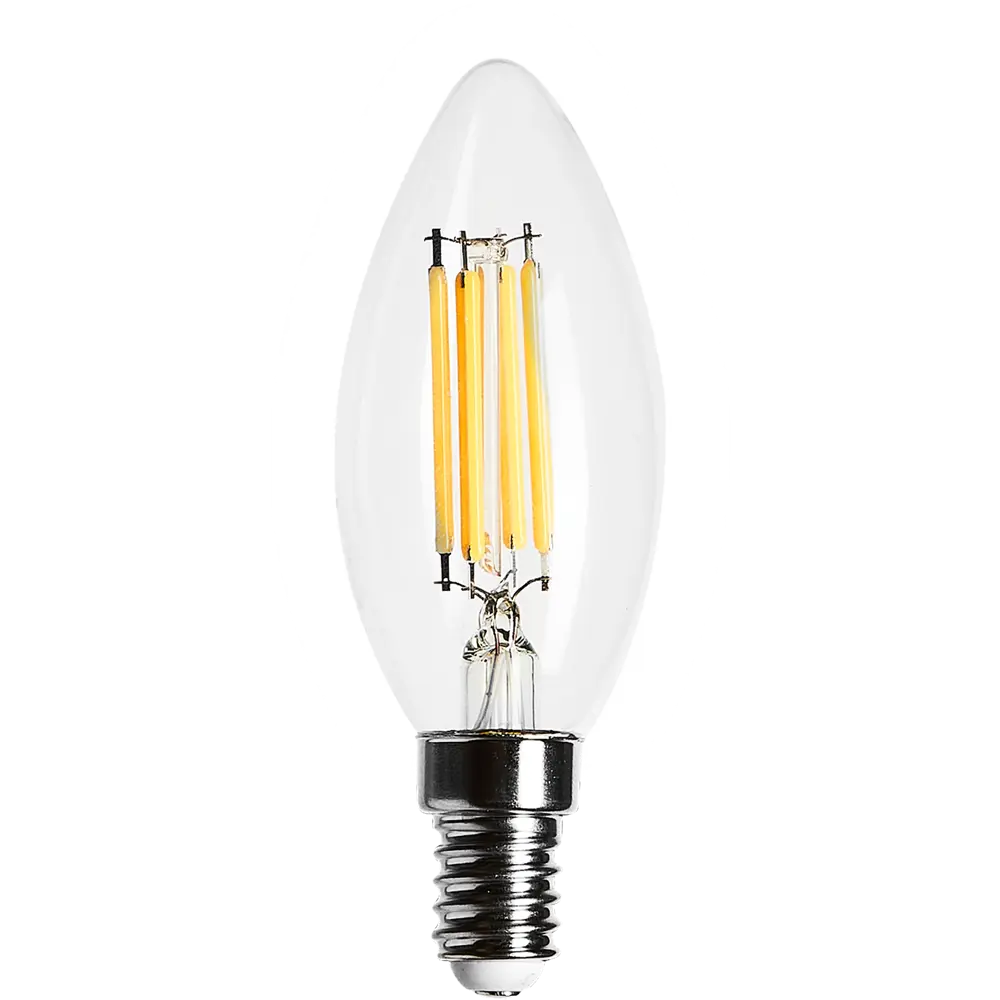 Фото 2 Лампа светодиодная филаментная Osram E14 220 В 5 Вт свеча прозрачная 520 лм тёплый белый свет, для диммера Фото 2 Лампа светодиодная филаментная Osram E14 220 В 5 Вт свеча прозрачная 520 лм тёплый белый свет, для диммера