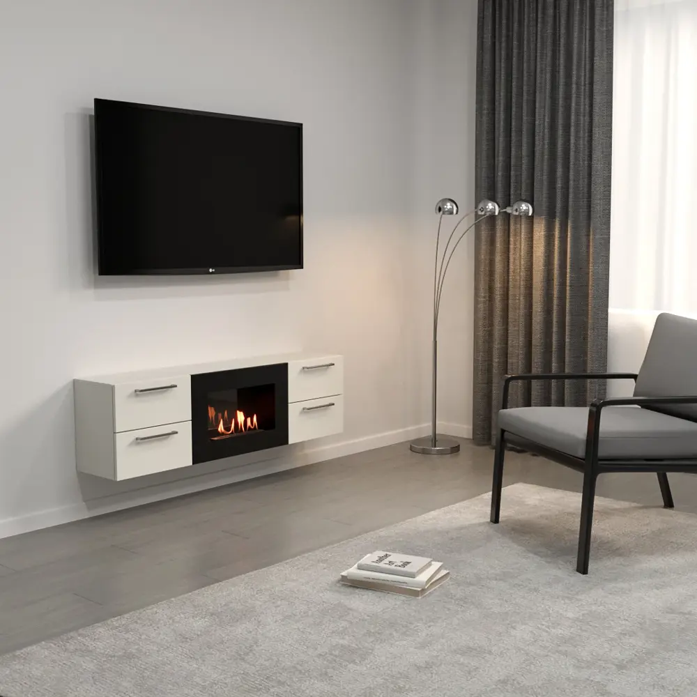 Фото 6 Тумба под телевизор настенная Lux fire ТС-600Б 140x40x28.6 см ЛДСП цвет белый Фото 6 Тумба под телевизор настенная Lux fire ТС-600Б 140x40x28.6 см ЛДСП цвет белый