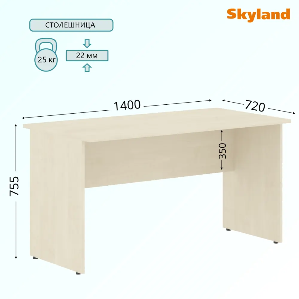 Фото 2 Стол Skyland Сп-3 140x75x72 см ЛДСП цвет клен Фото 2 Стол Skyland Сп-3 140x75x72 см ЛДСП цвет клен