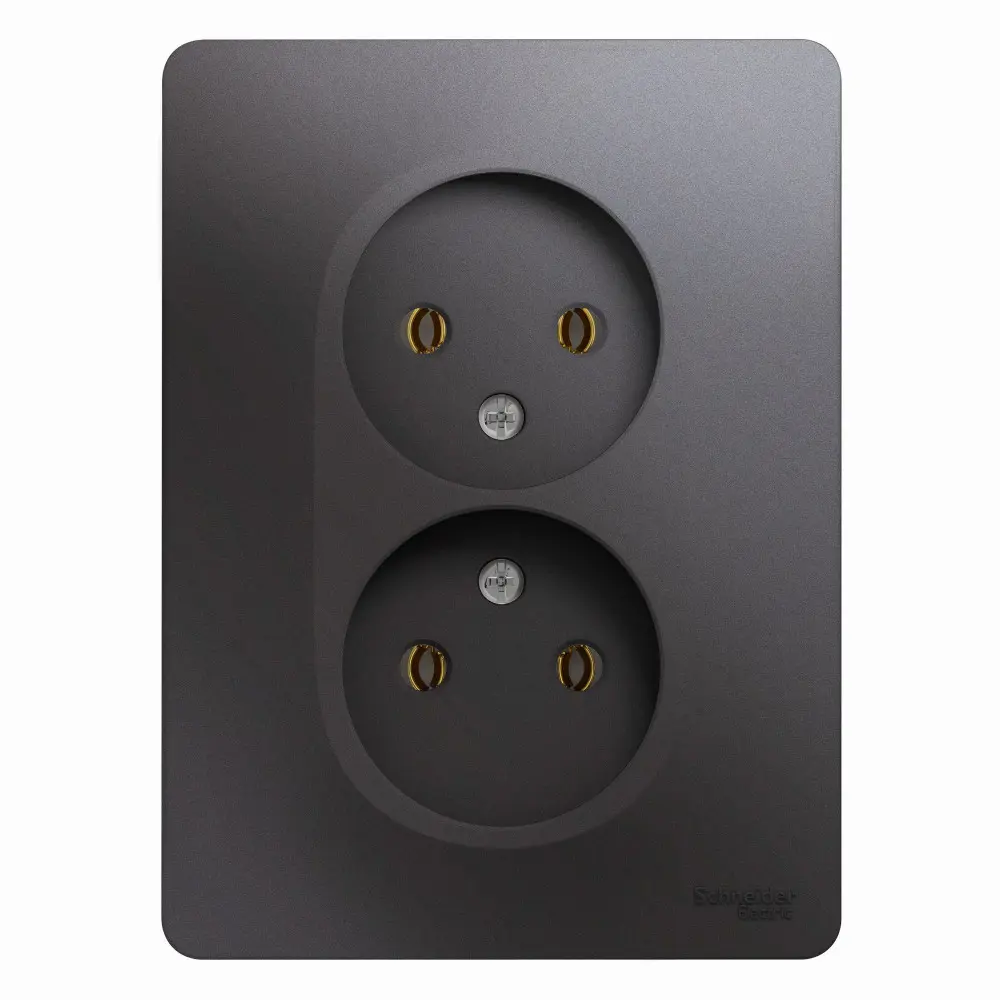 Фото Розетка двойная встраиваемая Systeme Electric Glossa цвет графит Фото Розетка двойная встраиваемая Systeme Electric Glossa цвет графит