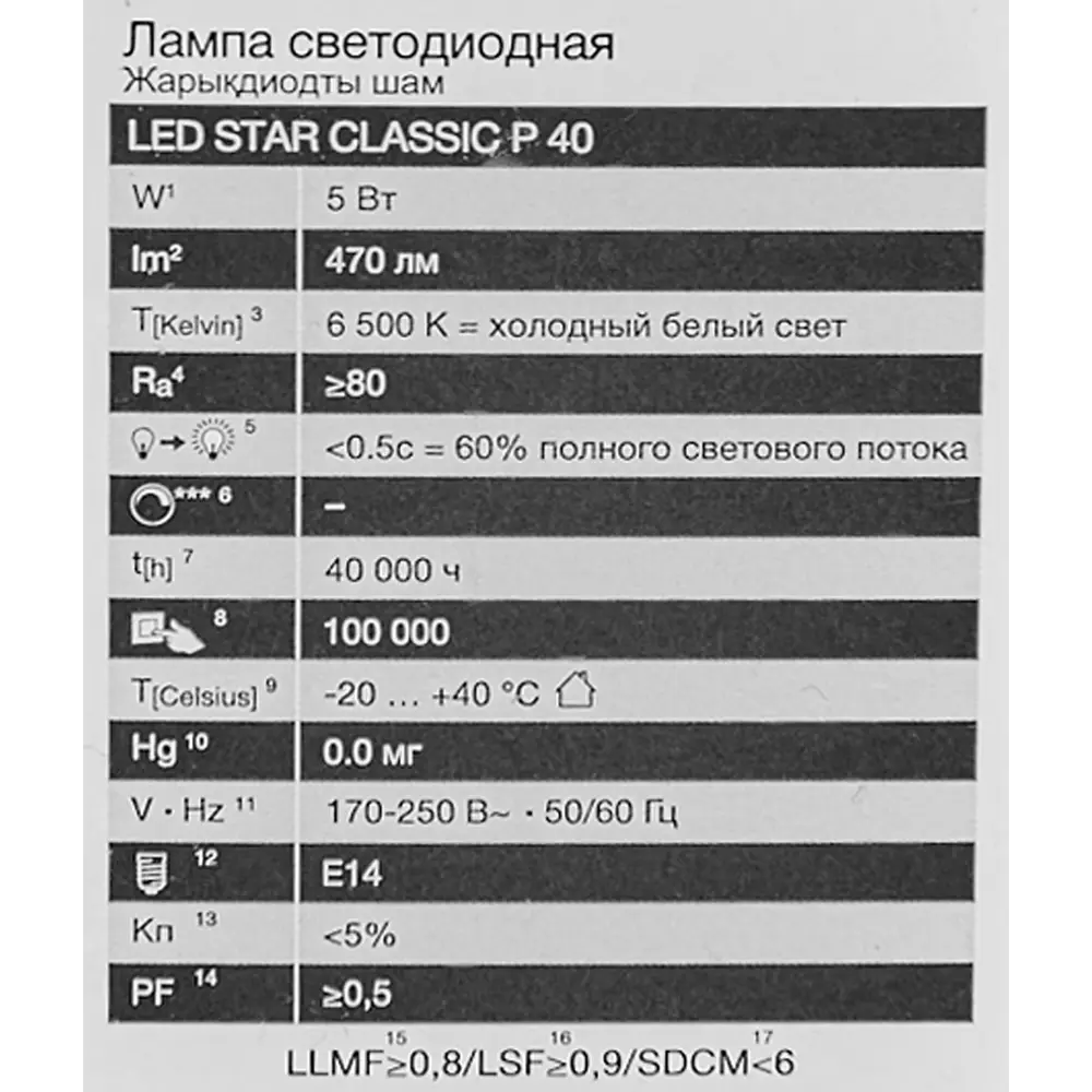 Фото 5 Лампа светодиодная Osram шар 5Вт 470Лм E14 холодный белый свет Фото 5 Лампа светодиодная Osram шар 5Вт 470Лм E14 холодный белый свет