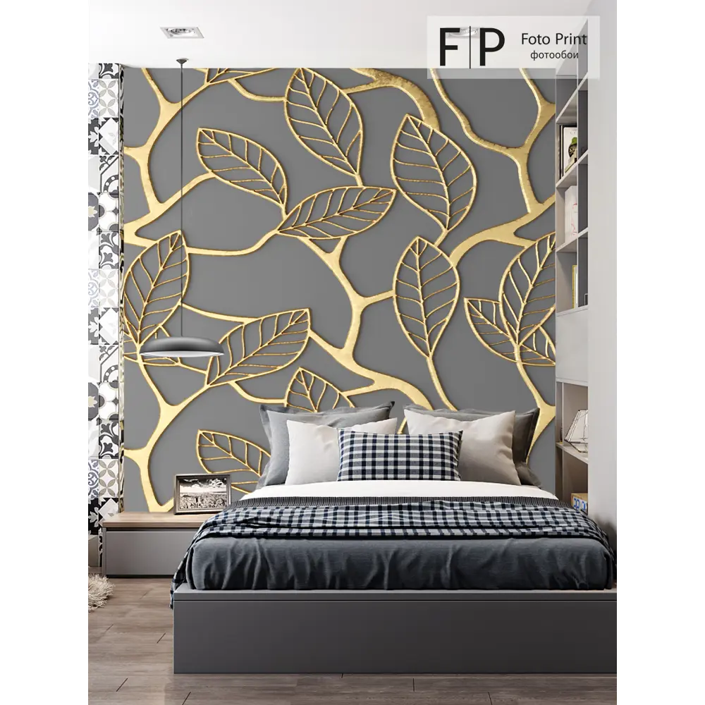 Фото 2 Фотообои флизелиновые Foto print Ветки в золоте 250x270 см 20-201-А-2.5-2.7 Фото 2 Фотообои флизелиновые Foto print Ветки в золоте 250x270 см 20-201-А-2.5-2.7