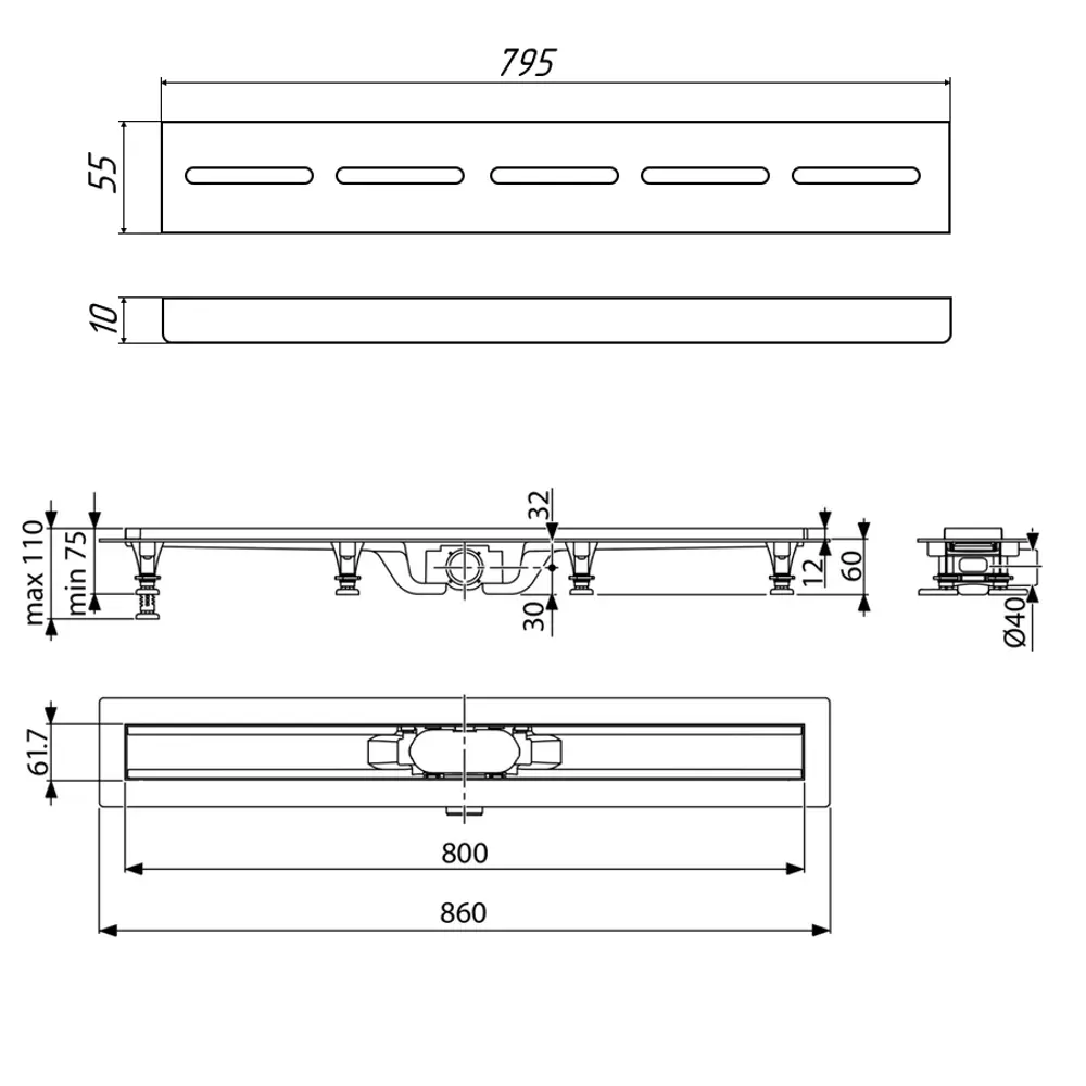 Фото 4 Трап для душа Timo SP10800-SG10800 комбинированный затвор 11.5x86 см abs-пластик Фото 4 Трап для душа Timo SP10800-SG10800 комбинированный затвор 11.5x86 см abs-пластик
