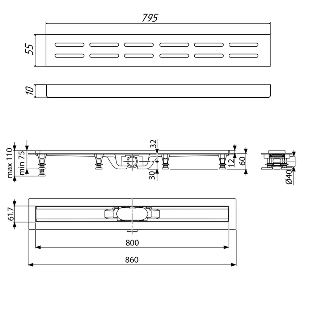 Фото 4 Трап для душа Timo SP10800-DG10800 комбинированный затвор 11.5x86 см abs-пластик Фото 4 Трап для душа Timo SP10800-DG10800 комбинированный затвор 11.5x86 см abs-пластик