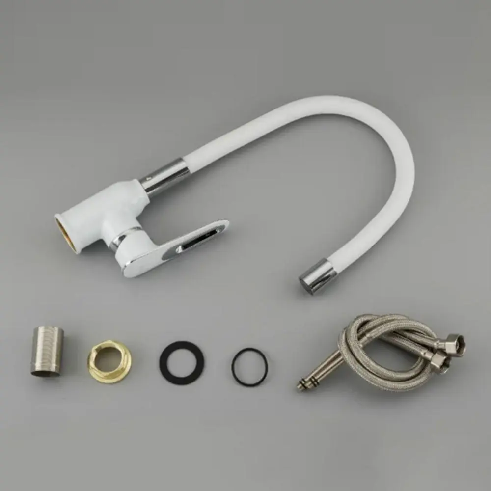 Фото 4 Смеситель для кухни Frap H49 F4049 гибкий излив 21.9 см цвет белый Фото 4 Смеситель для кухни Frap H49 F4049 гибкий излив 21.9 см цвет белый