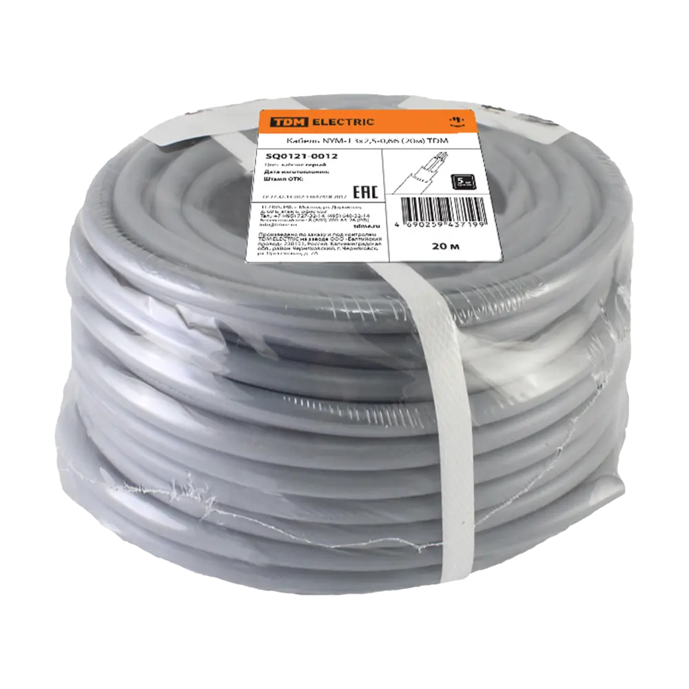 Фото 2 Кабель Tdm Electric NYM 3x2.5 20 м ГОСТ цвет серый Фото 2 Кабель Tdm Electric NYM 3x2.5 20 м ГОСТ цвет серый