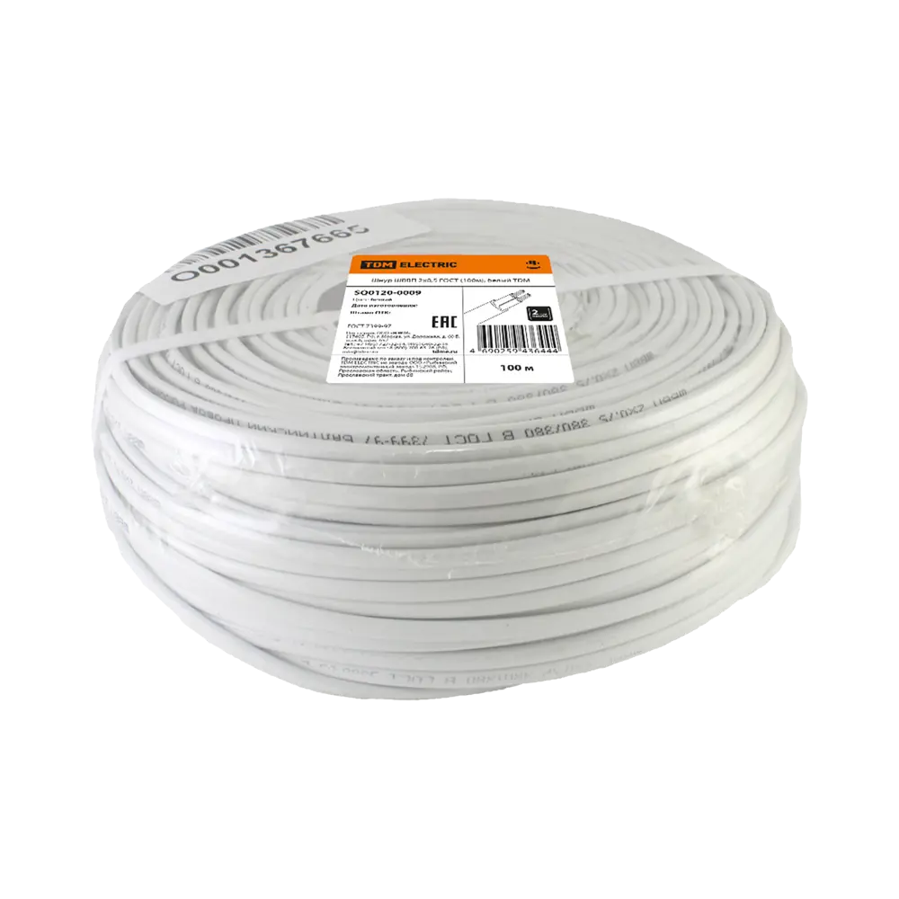 Фото 2 Провод Tdm Electric ШВВП 2x0.5 100 м ГОСТ цвет белый Фото 2 Провод Tdm Electric ШВВП 2x0.5 100 м ГОСТ цвет белый