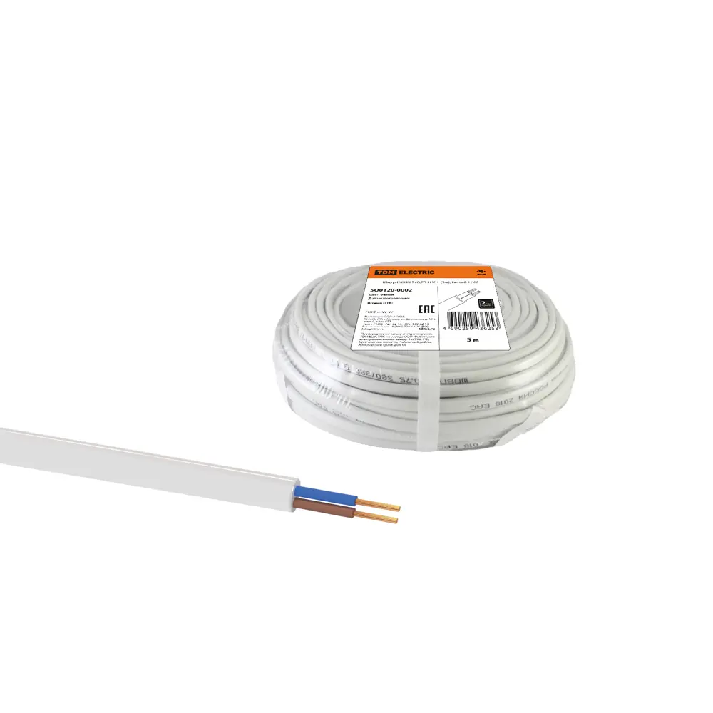Фото 3 Провод Tdm Electric ШВВП 2x0.75 5 м ГОСТ цвет белый Фото 3 Провод Tdm Electric ШВВП 2x0.75 5 м ГОСТ цвет белый