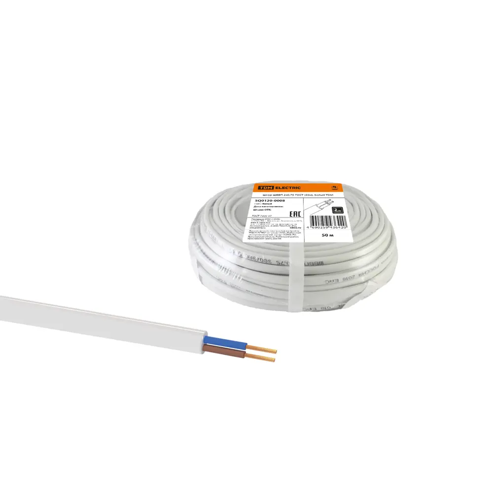Фото 3 Провод Tdm Electric ШВВП 2x0.75 50 м ГОСТ цвет белый Фото 3 Провод Tdm Electric ШВВП 2x0.75 50 м ГОСТ цвет белый