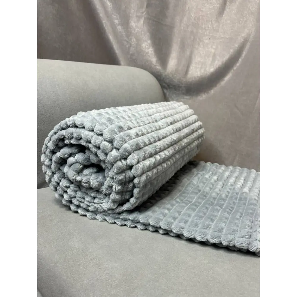 Фото 5 Плед Костромской текстиль Кубики 180x200 см велсофт цвет серый