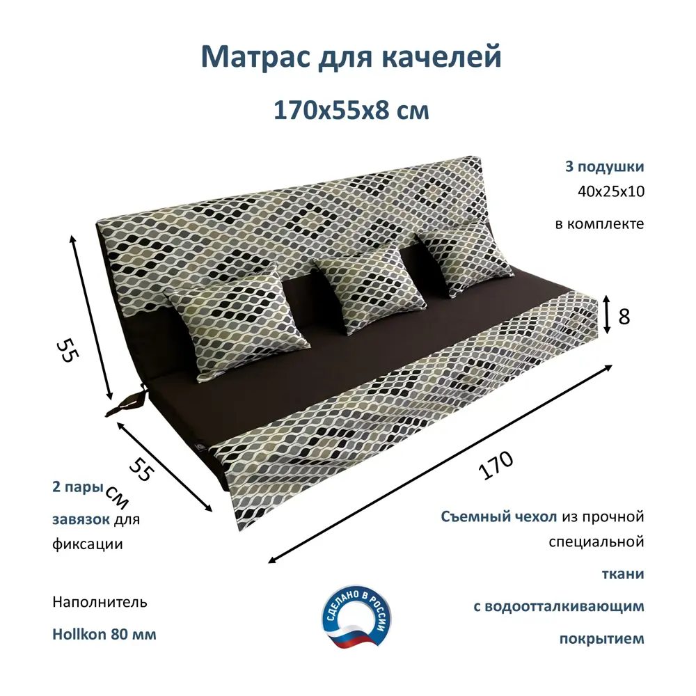 Фото Матрас для садовых качелей Everena swing_hollkon_1.7_choko_ornament 170x55 см цвет серый, коричневый, желтый Фото Матрас для садовых качелей Everena swing_hollkon_1.7_choko_ornament 170x55 см цвет серый, коричневый, желтый
