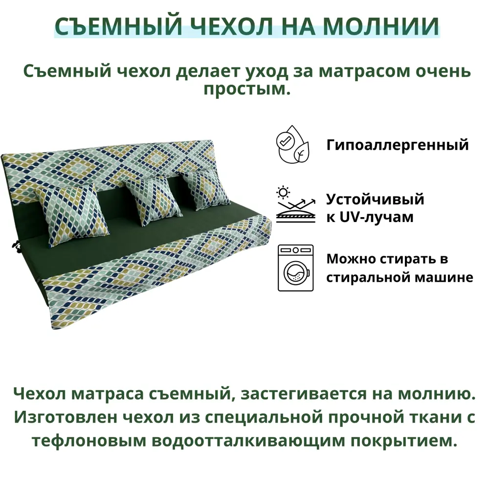 Фото 7 Матрас для садовых качелей Everena swing_hollkon_1.8_green_ornament 180x55 см цвет синий, зеленый, желтый Фото 7 Матрас для садовых качелей Everena swing_hollkon_1.8_green_ornament 180x55 см цвет синий, зеленый, желтый
