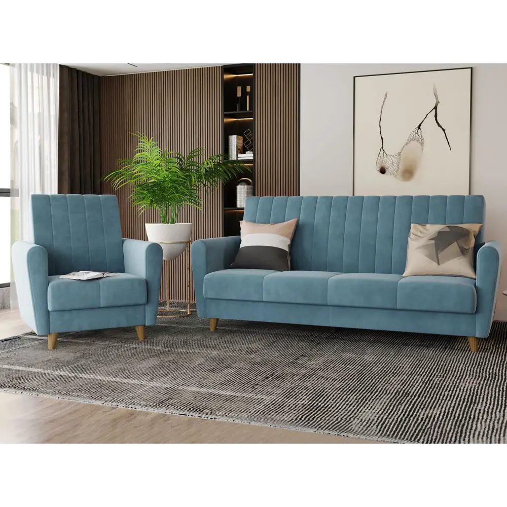 Фото 8 Диван Сильва Синди 219x100.5x99.5 см ЛДСП дерево цвет синий