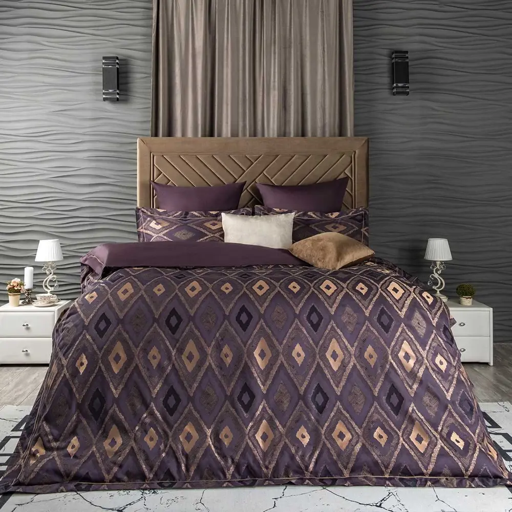 Фото 8 Комплект постельного белья Arya home Barton жаккард 2-спальный простыня 260x240 пододеяльник 200x220- 1 шт наволочки 50 x 70- 4 шт цвет фиолетовый Фото 8 Комплект постельного белья Arya home Barton жаккард 2-спальный простыня 260x240 пододеяльник 200x220- 1 шт наволочки 50 x 70- 4 шт цвет фиолетовый
