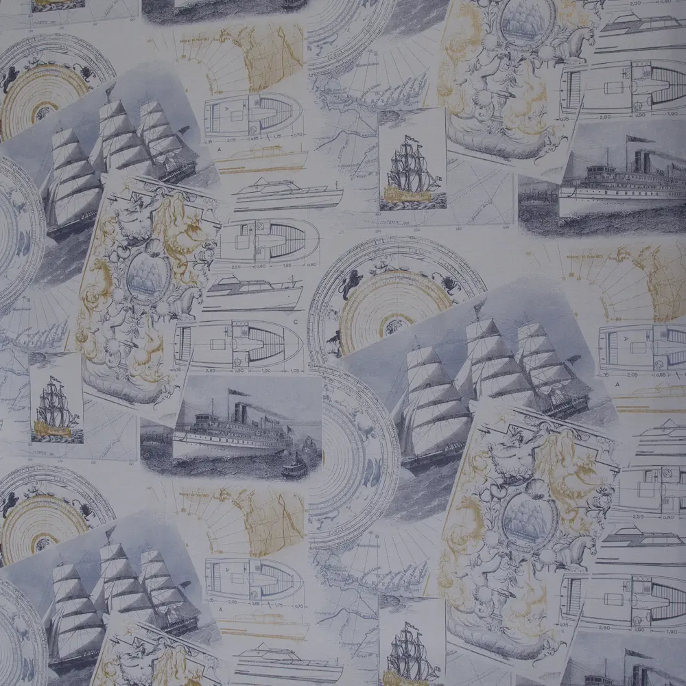 Фото Обои на флизелиновой основе 1.06х10 м фрегаты цвет синий Ra 902938