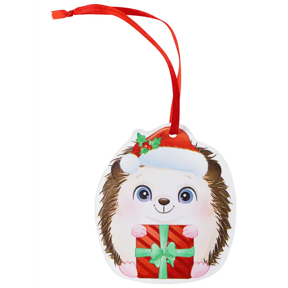 Фото Подвесное украшение Ежик с подарком 7.6x6.7 см
