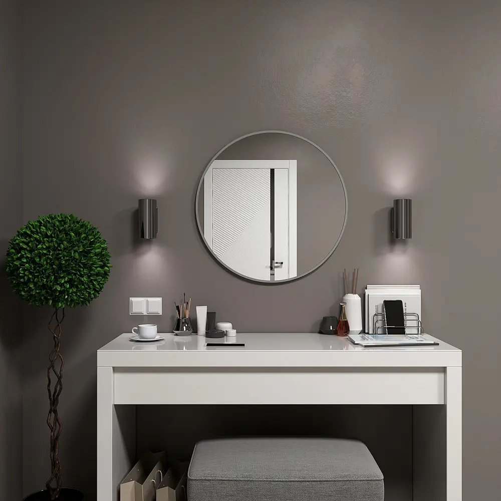 Фото Декоративное зеркало Alumirror 6060кругсер 60x60 см Фото Декоративное зеркало Alumirror 6060кругсер 60x60 см