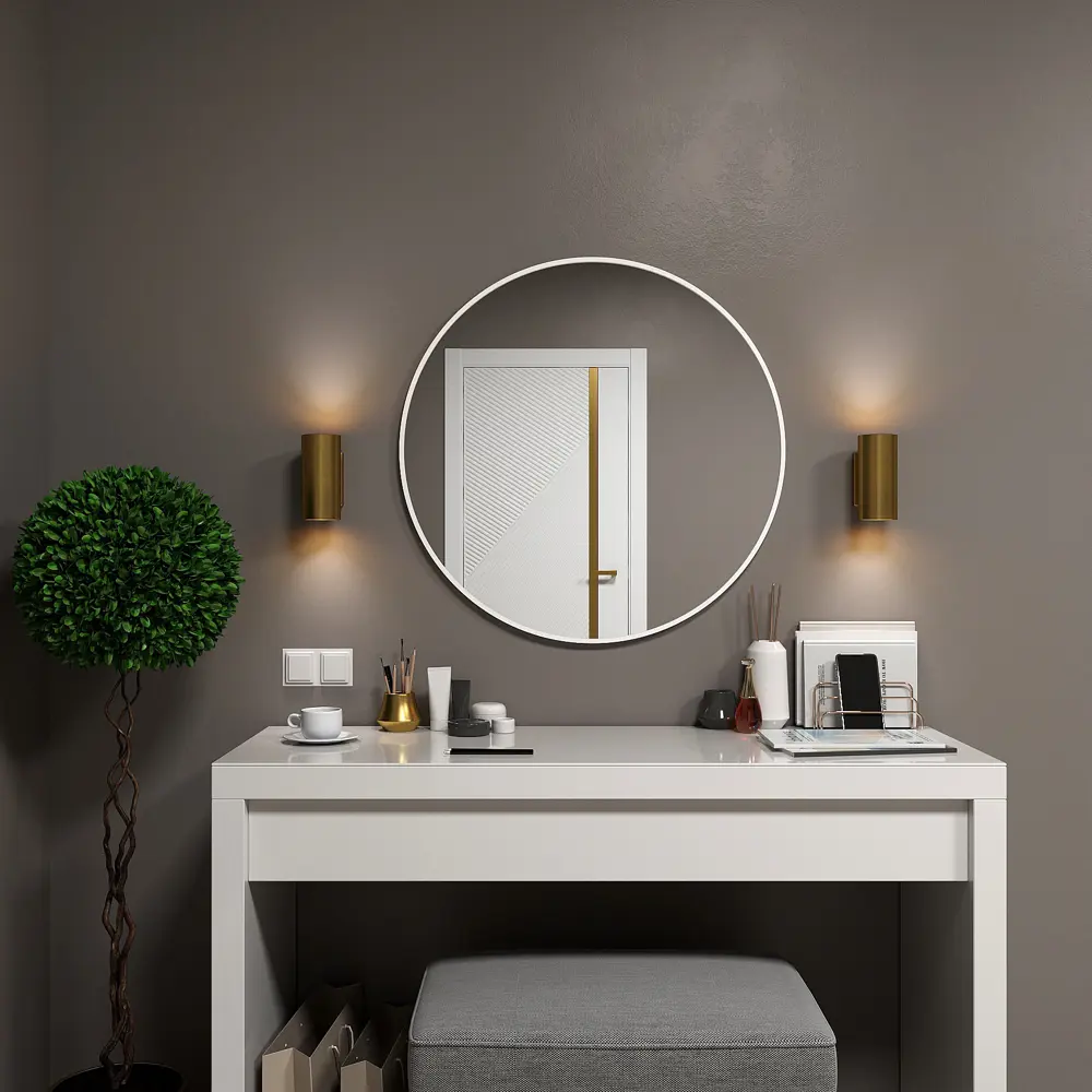 Фото Декоративное зеркало Alumirror 7070кругбел 70x70 см Фото Декоративное зеркало Alumirror 7070кругбел 70x70 см