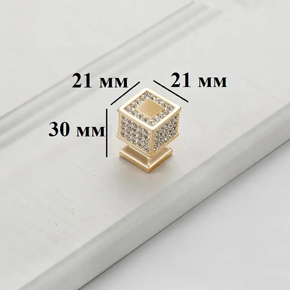 Фото 2 Ручка кнопка Runo Джоя золото-кристалл 21 мм комплект 4 шт.