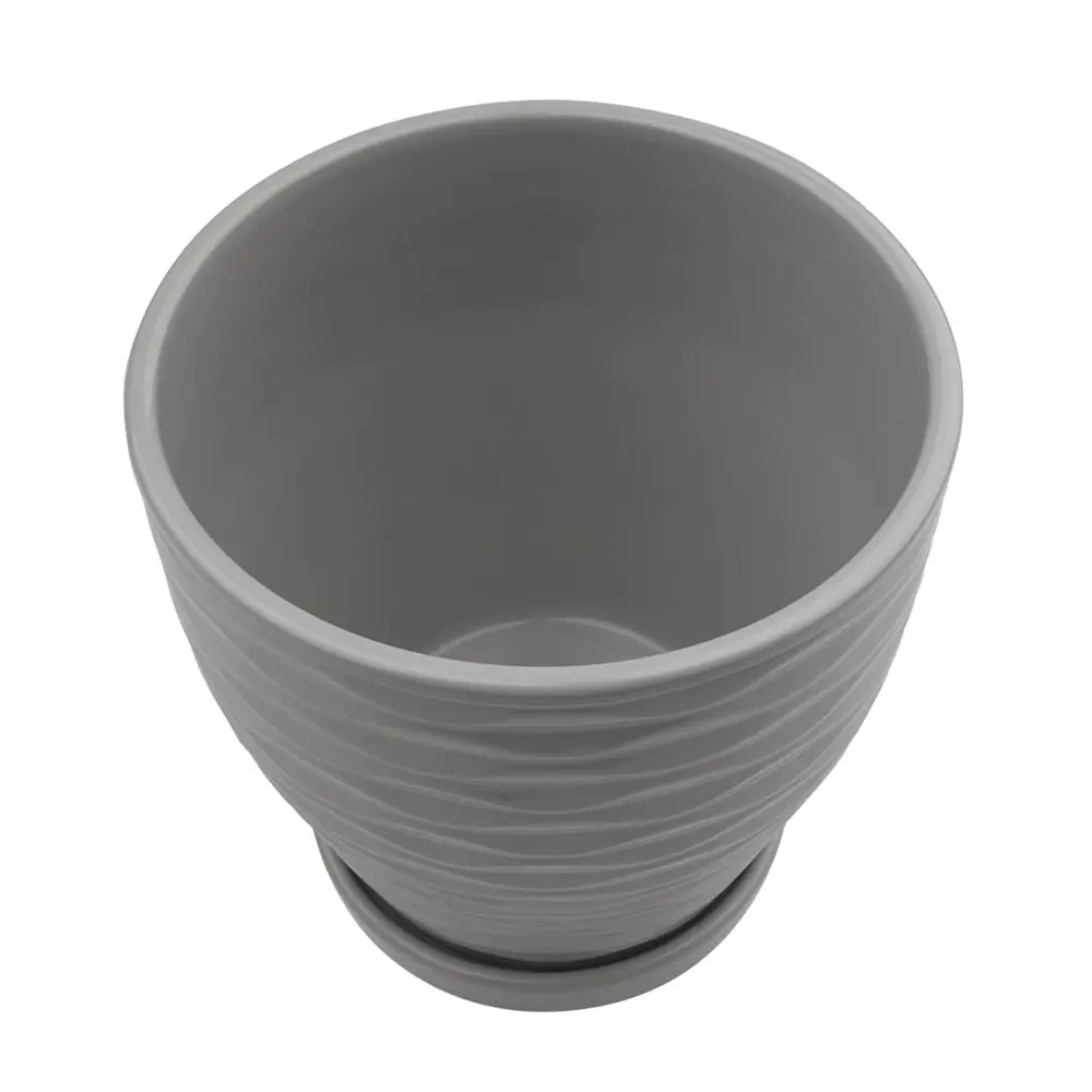 Фото 2 Горшок цветочный Эллипс ø17.8 h18 керамика серый