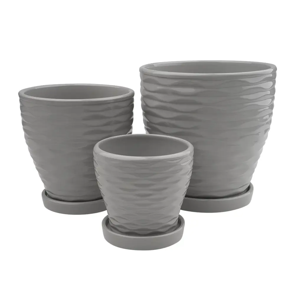 Фото 4 Горшок цветочный Эллипс ø17.8 h18 керамика серый