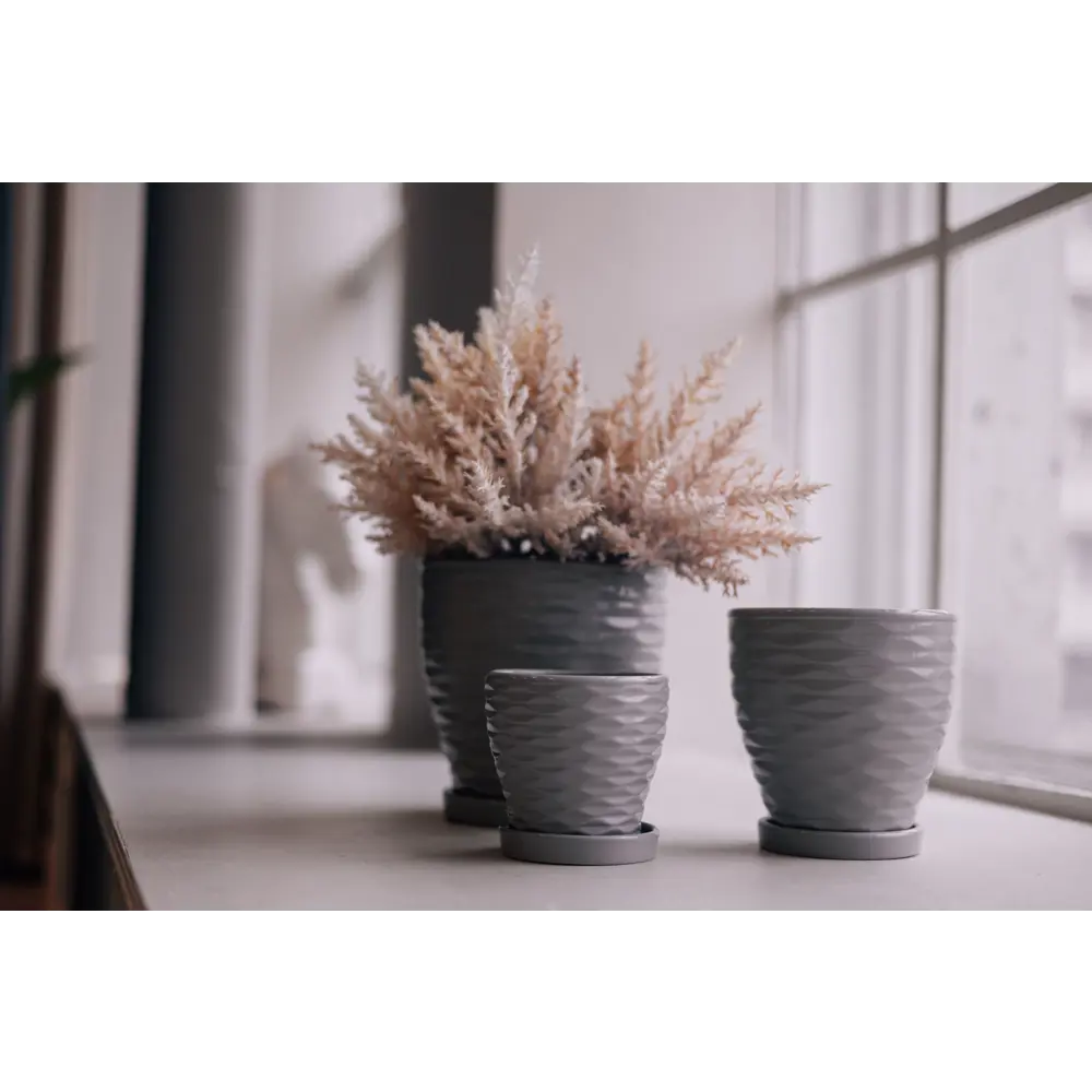 Фото 5 Горшок цветочный Эллипс ø17.8 h18 керамика серый