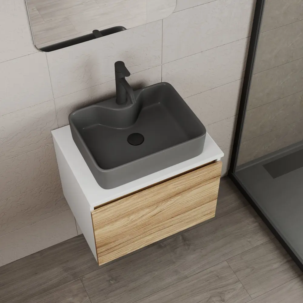 Фото 2 Комплект: тумба Bauedge Bau Dream Blackwood 60 BD2821 1 ящик раковина BAU Cerama 48x37 темно-серая смеситель Hotel Dream черный Фото 2 Комплект: тумба Bauedge Bau Dream Blackwood 60 BD2821 1 ящик раковина BAU Cerama 48x37 темно-серая смеситель Hotel Dream черный