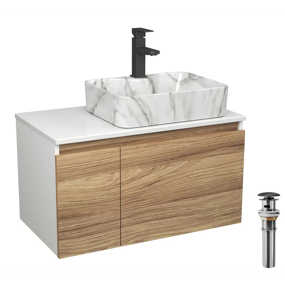 Фото Комплект: тумба Bauedge Bau Dream Blackwood 80 BD3007 раковина Cerama 48x37 мрамор смеситель Hotel Black черный матовый выпуск клик клак Фото Комплект: тумба Bauedge Bau Dream Blackwood 80 BD3007 раковина Cerama 48x37 мрамор смеситель Hotel Black черный матовый выпуск клик клак