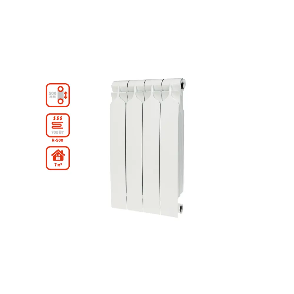Фото Радиатор секционный Bilux 500/85 4 секции боковое подключение биметалл белый