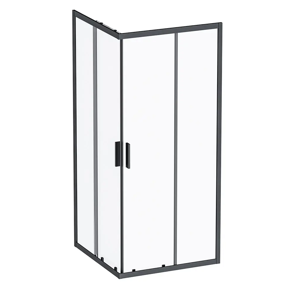 Фото Душевой уголок AM.PM Gem S Square Slide 90x90 W93G-403-090BT без поддона, профиль черный матовый, стекло закаленное прозрачное