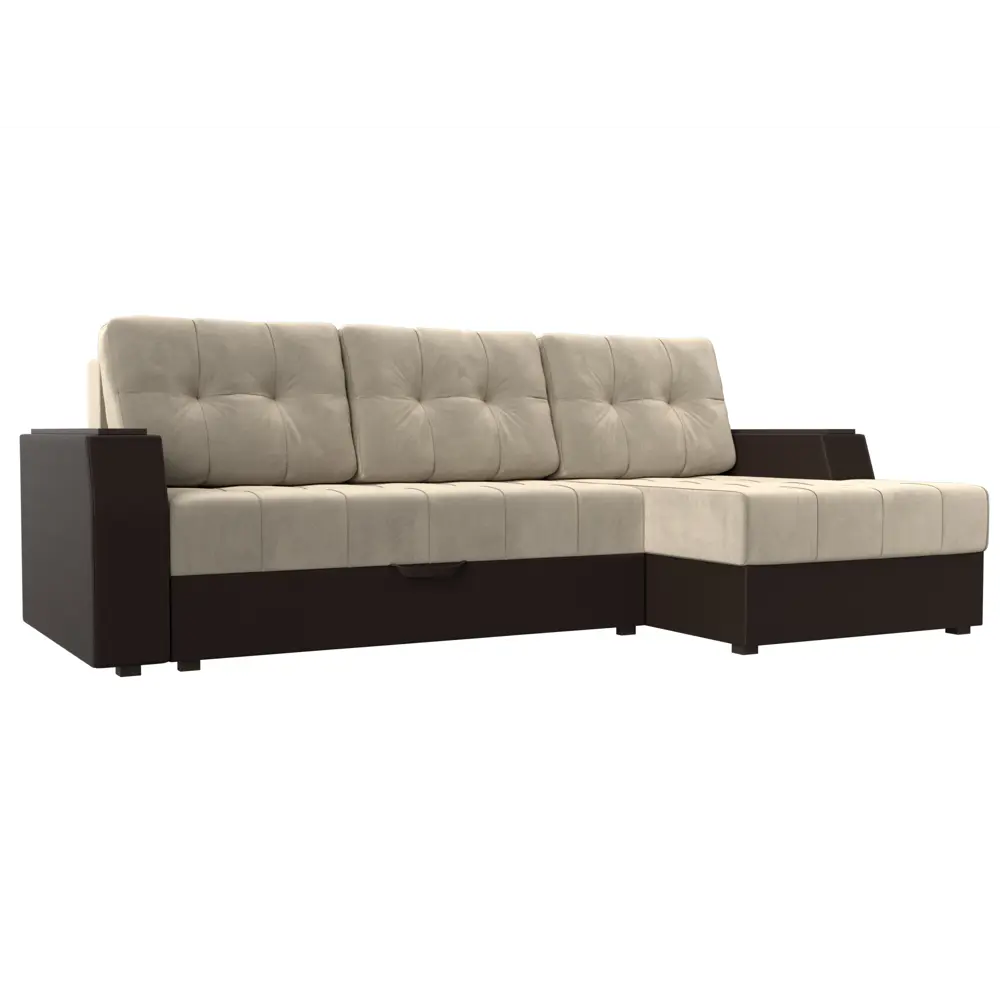 Фото Диван Лига Диванов Эмир 110415 247x92x150 см вельвет цвет бежевый