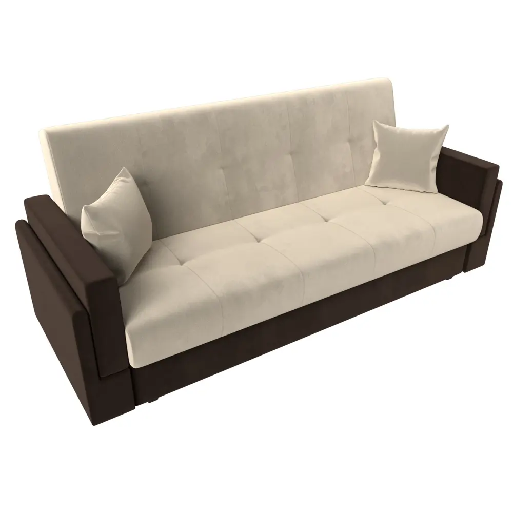 Фото 3 Диван-книжка Лига диванов Лига-015 117919 216x90x83 см вельвет цвет бежевый/коричневый