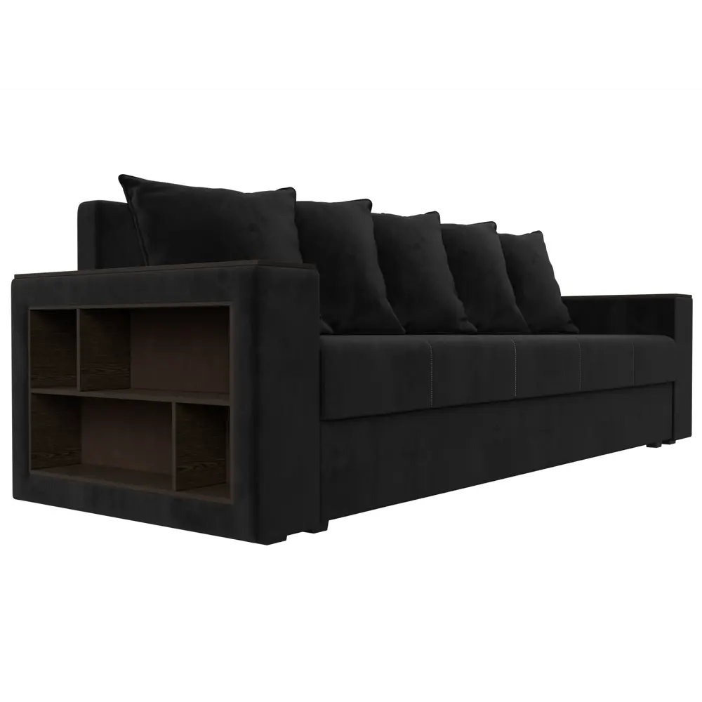 Фото 4 Диван прямой Дубай Лайт полки слева Лига диванов 114370L 230x90x80 см велюр цвет черный Фото 4 Диван прямой Дубай Лайт полки слева Лига диванов 114370L 230x90x80 см велюр цвет черный