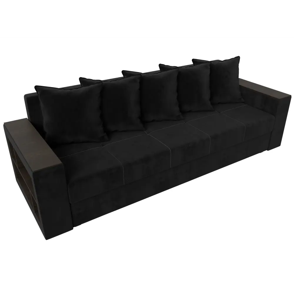 Фото 6 Диван прямой Дубай Лайт полки слева Лига диванов 114370L 230x90x80 см велюр цвет черный Фото 6 Диван прямой Дубай Лайт полки слева Лига диванов 114370L 230x90x80 см велюр цвет черный