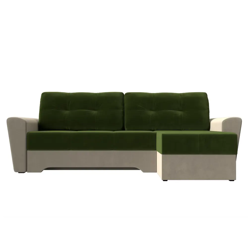 Фото 2 Диван Лига Диванов Амстердам 117811 248x92x152 см вельвет цвет бежевый/зеленый