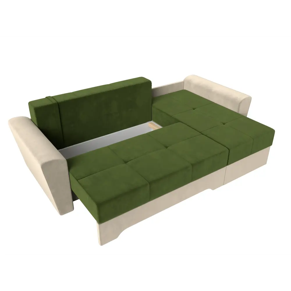 Фото 6 Диван Лига Диванов Амстердам 117811 248x92x152 см вельвет цвет бежевый/зеленый