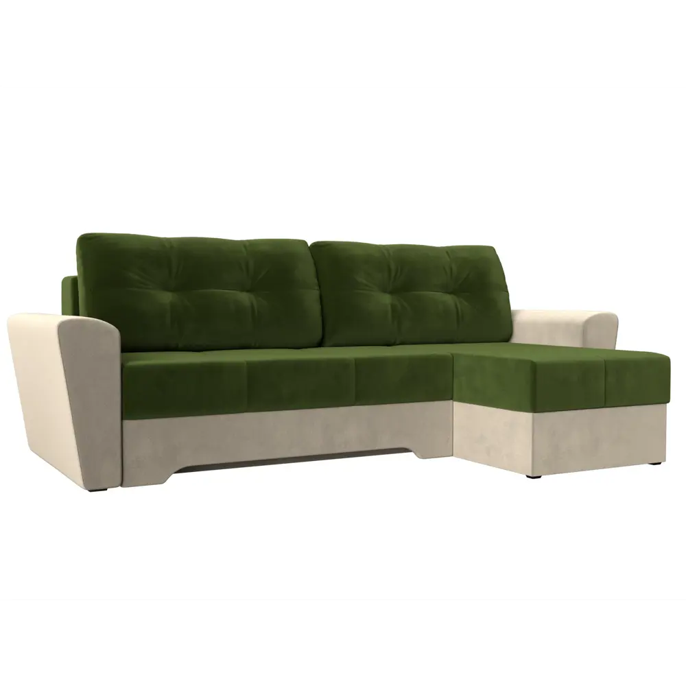 Фото Диван Лига Диванов Амстердам 117811 248x92x152 см вельвет цвет бежевый/зеленый